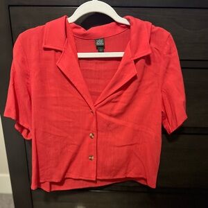 Red Button-Up Women'sTop